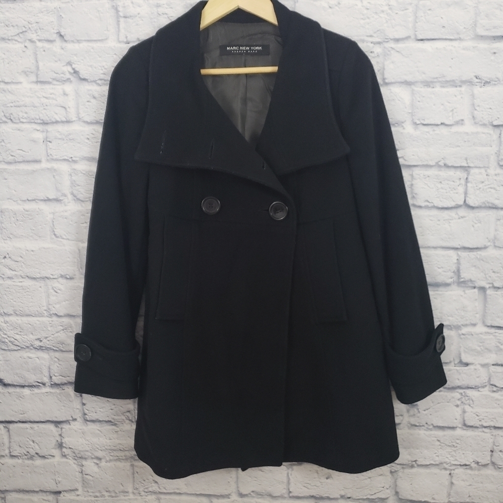 Marc New York Andrew Marc black wool pea coat
